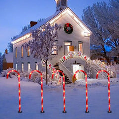 Solar Christmas Candy Cane Light Ground Insert Light String LED Lawn Landscape Light