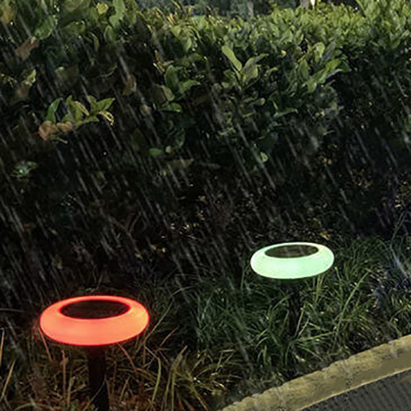 Lámpara LED para jardín exterior con 7 colores simples y redonda con forma de flor de ciruelo 