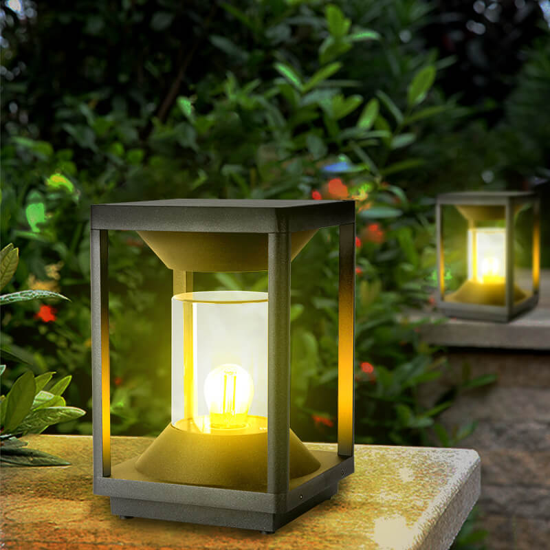 Contemporary Industrial Solar Aluminum Square 1-Light Lawn Landscape Light For Outdoor