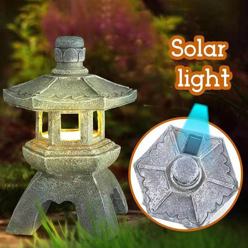 Retro Decorative Solar Tower Resin LED Outdoor Landscape Lighting