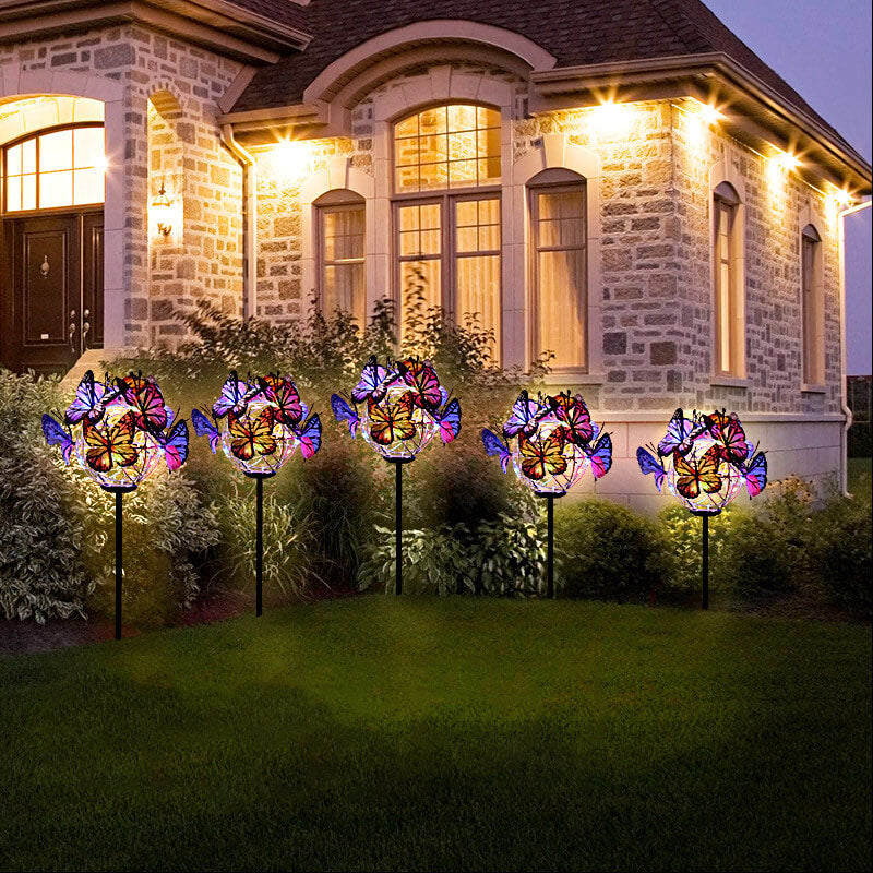 Lámpara LED solar decorativa con forma de mariposa, moderna y creativa, resistente al agua, para exteriores, para patio y césped 