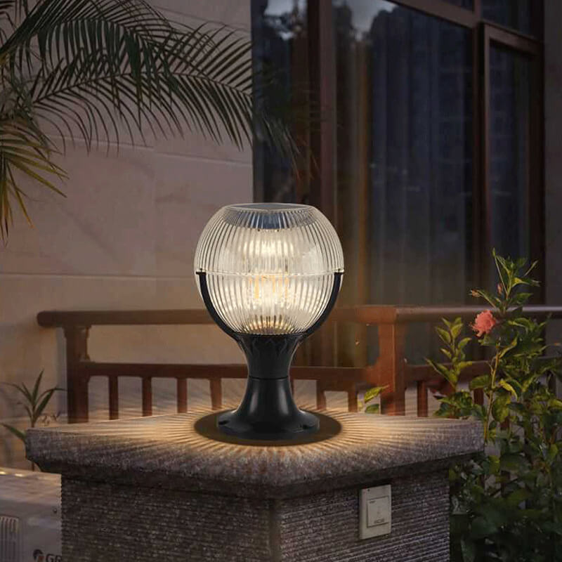 Solar RGB Globe Post Head Outdoor Waterproof 1-Light Garden Landscape Light