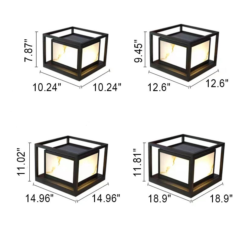 Lámpara de cabeza de columna para exteriores, moderna, cuadrada, con energía solar, estilo chino, LED, para paisaje de césped 