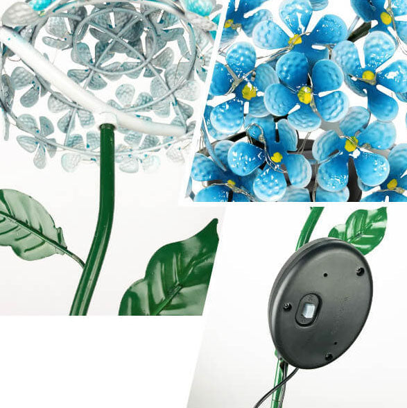 Lampe d'extérieur moderne à LED en fer forgé avec hortensia solaire 