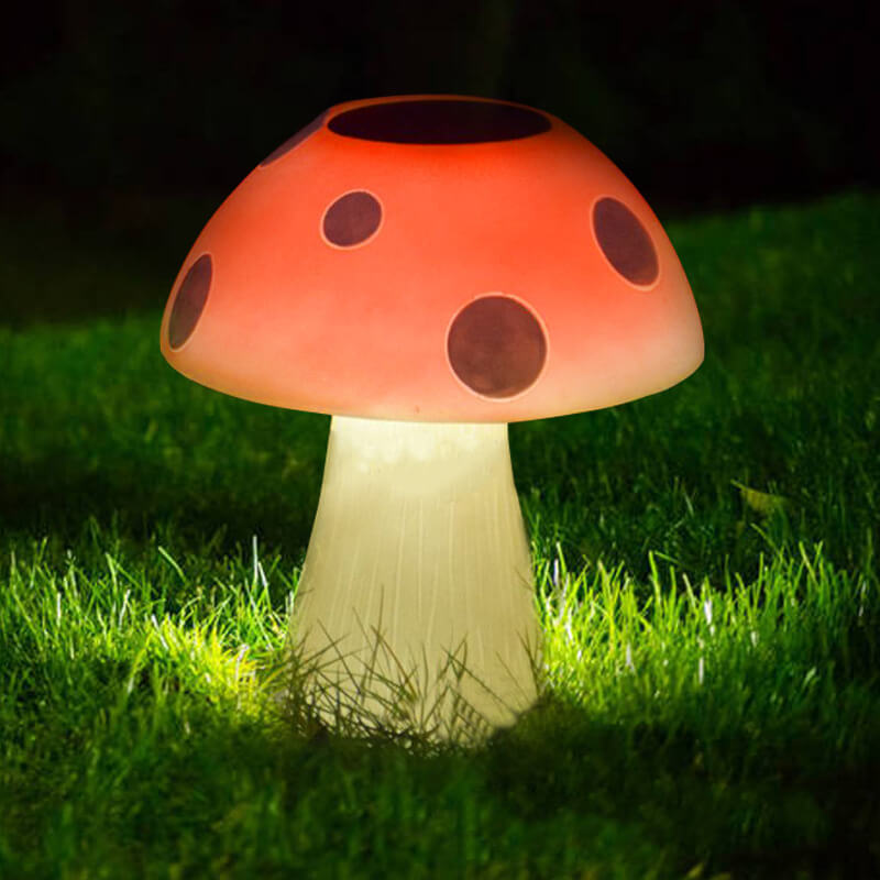 Lampe solaire de jardin à LED en résine en forme de champignon, imperméable, pour extérieur 