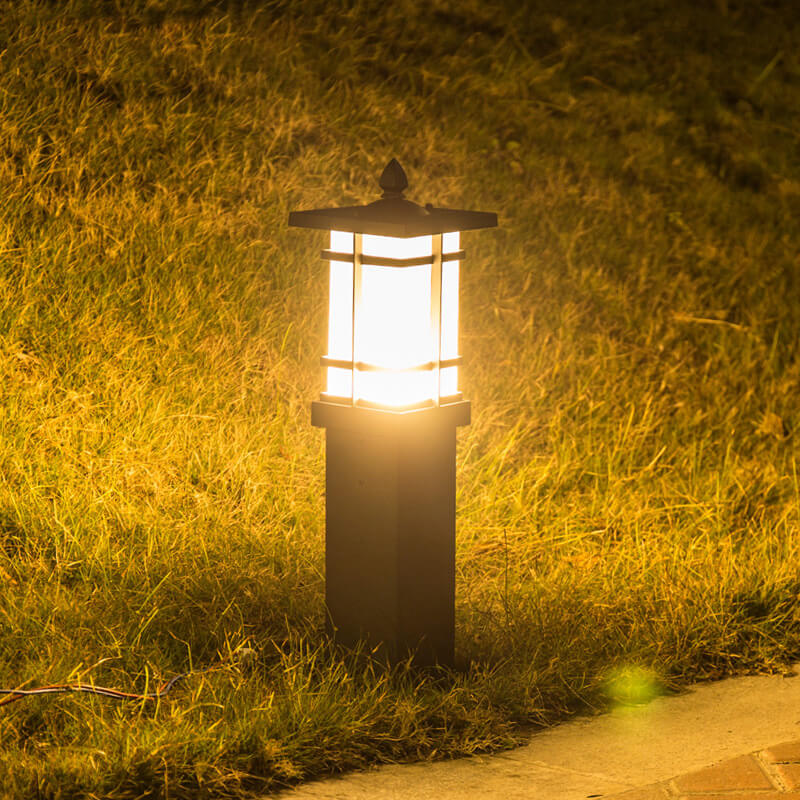 Lampe de pilier de jardin en verre et aluminium imperméable pour paysage extérieur 