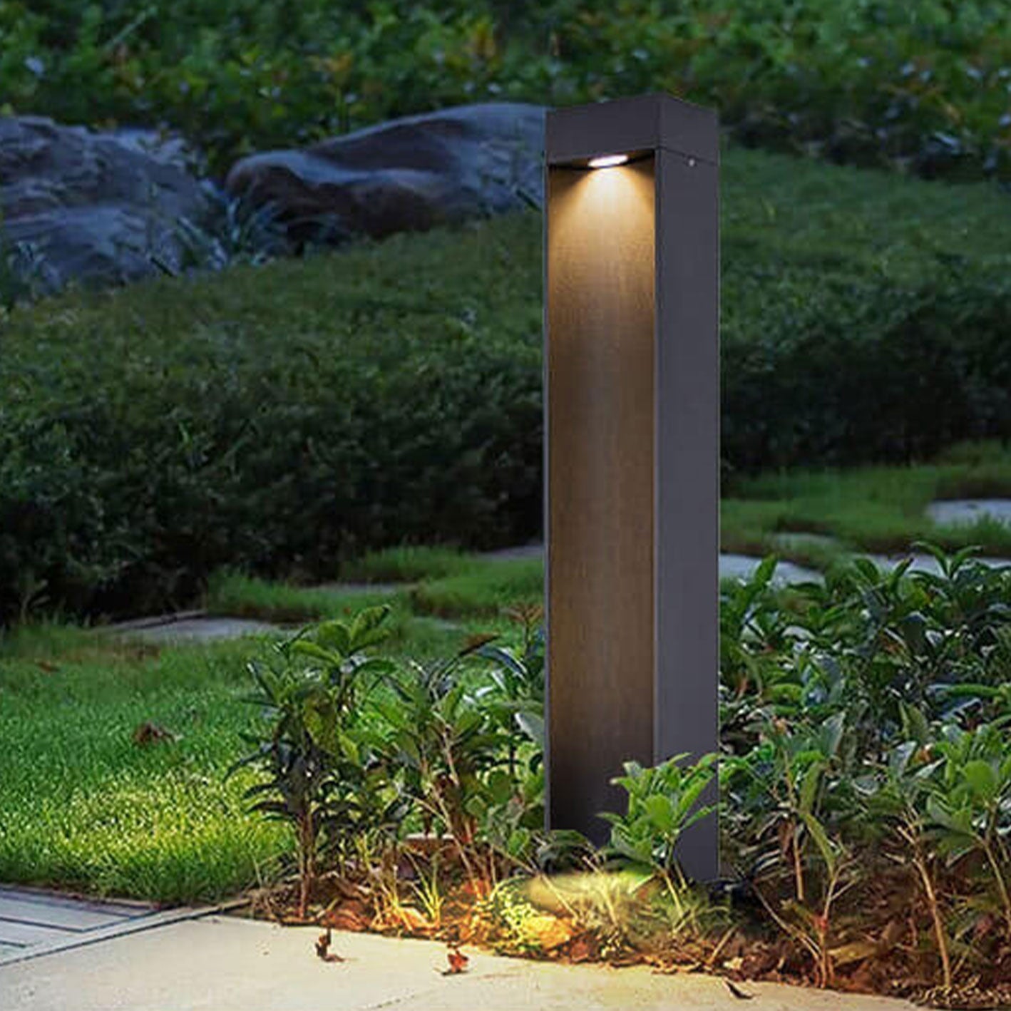 Lampe de pelouse carrée simple en aluminium à LED pour chemin de jardin extérieur 