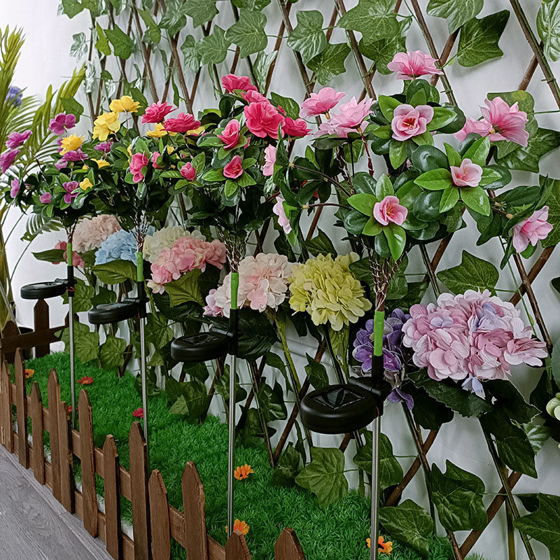 Lámpara LED solar decorativa para exteriores con simulación creativa moderna de azalea para jardín 