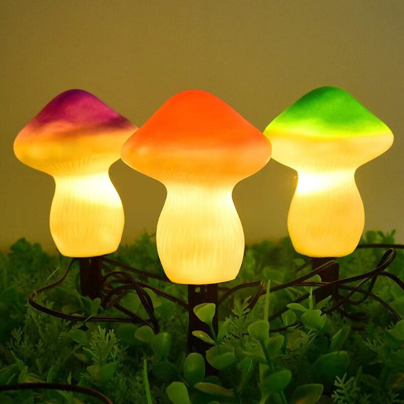 Lampe solaire d'extérieur en résine à LED en forme de champignon pour jardin 