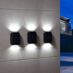 Aplique de pared con luz LED para exteriores, para jardín, con iluminación solar hacia arriba y hacia abajo 