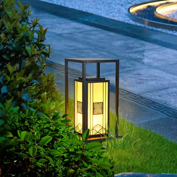 Modern Chinese Imitation Marble Square Column 1-Light  Waterproof Lawn Landscape Light