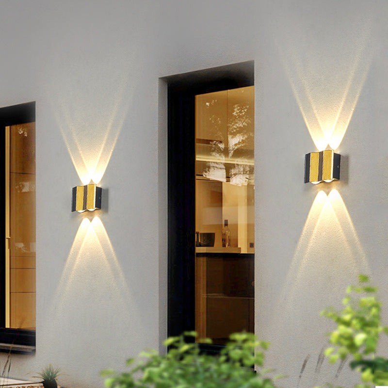 Modern Light Luxury Golden Aluminum Outdoor Waterproof Patio LED Wall Sconce Lamp