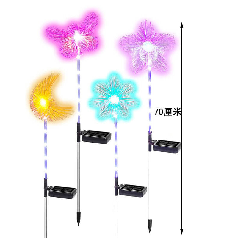 Éclairage de paysage de fleur de pelouse de LED solaire de fibre optique de papillon d'étoile de lune décorative extérieure imperméable 