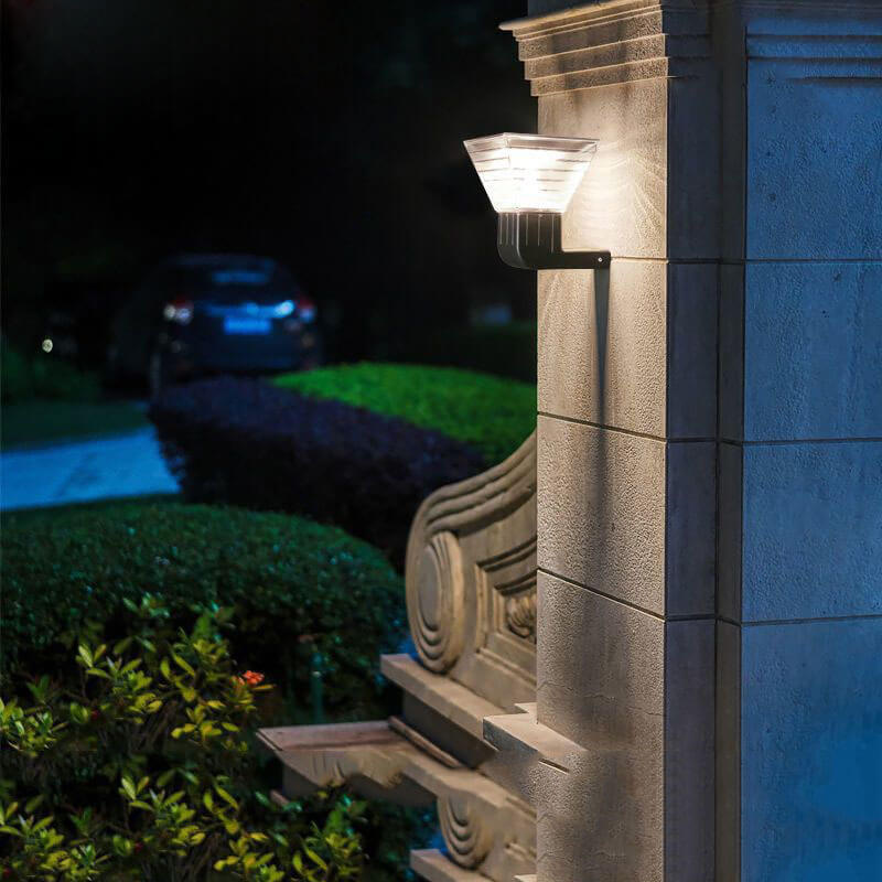 Modern Square Black Aluminum Plastic Solar LED Outdoor Wall Light