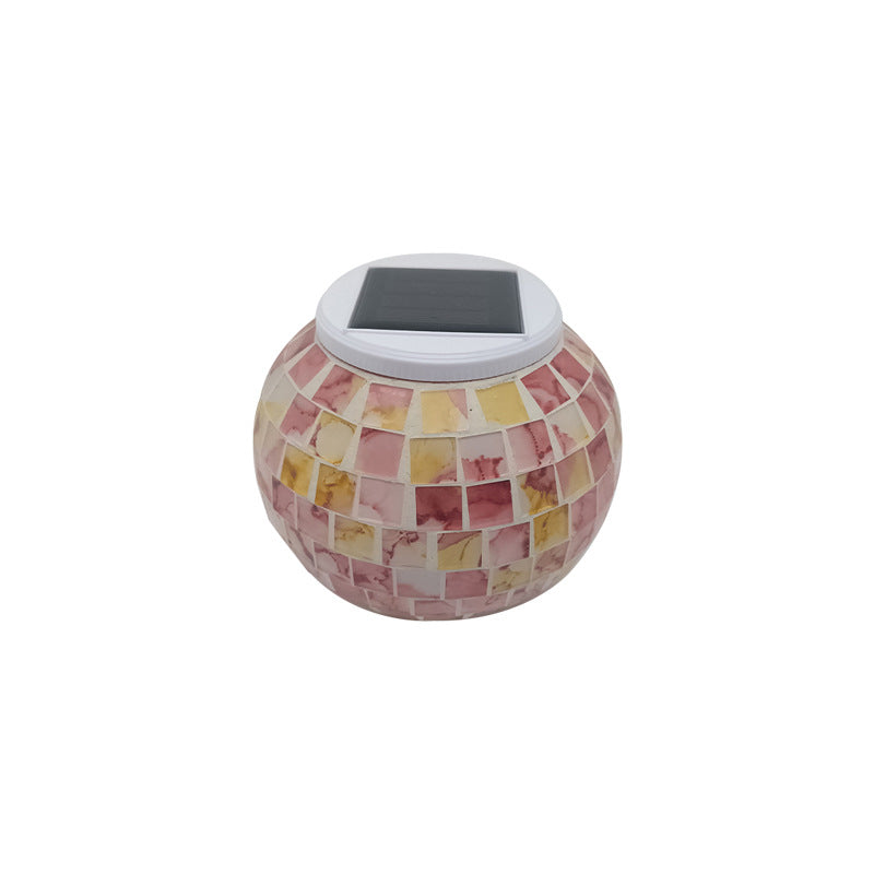 Lámpara LED decorativa para patio con forma de mosaico de vidrio para exteriores con energía solar 