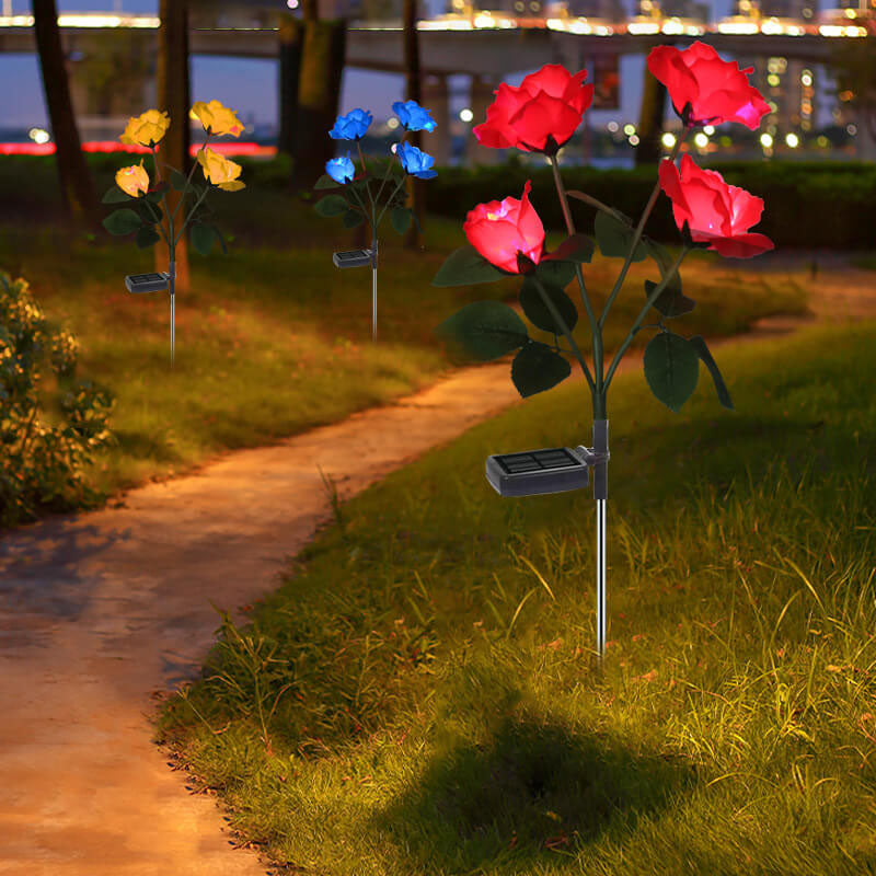 Solar Rose LED Outdoor Lawn Decorative Ground Plug Light