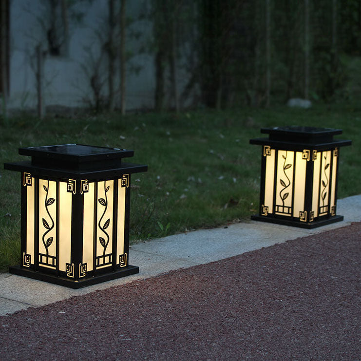 Contemporary Industrial Iron Column Acrylic Shade 1-Light Solar Lawn Landscape Light For Outdoor