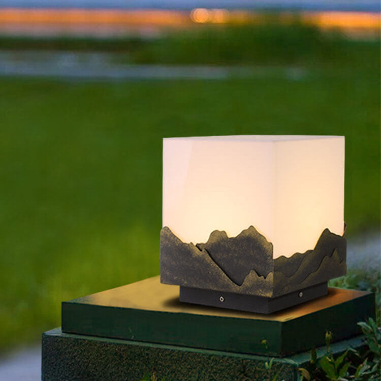 Lampe de paysage solaire carrée moderne chinoise pour l'extérieur, éclairage de paysage étanche 