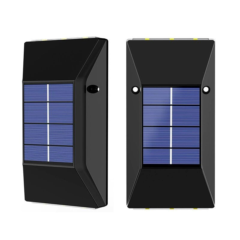 Lámpara de pared LED solar impermeable para exteriores, moderna, de color negro puro 