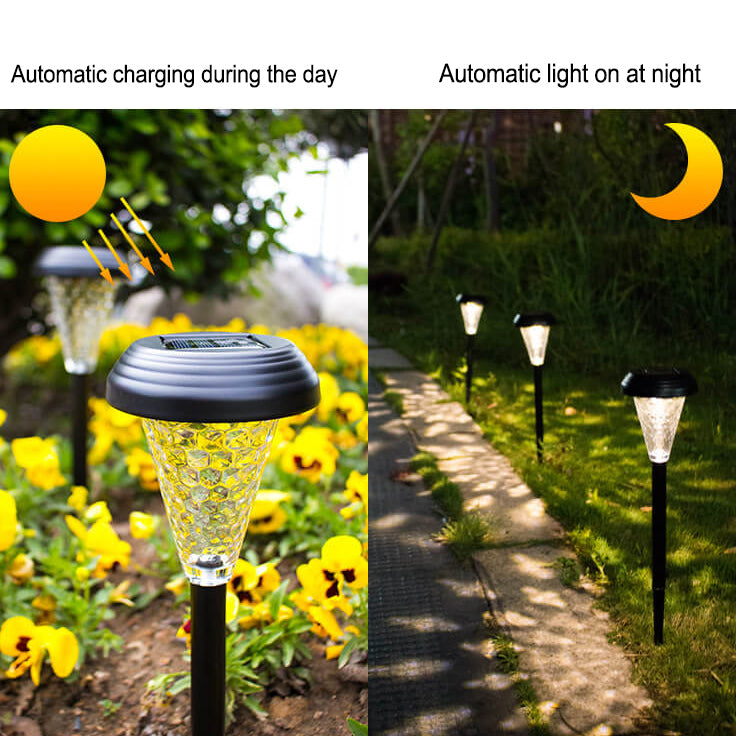 Lámpara LED de exterior con forma de cono de vidrio solar moderna para jardín 