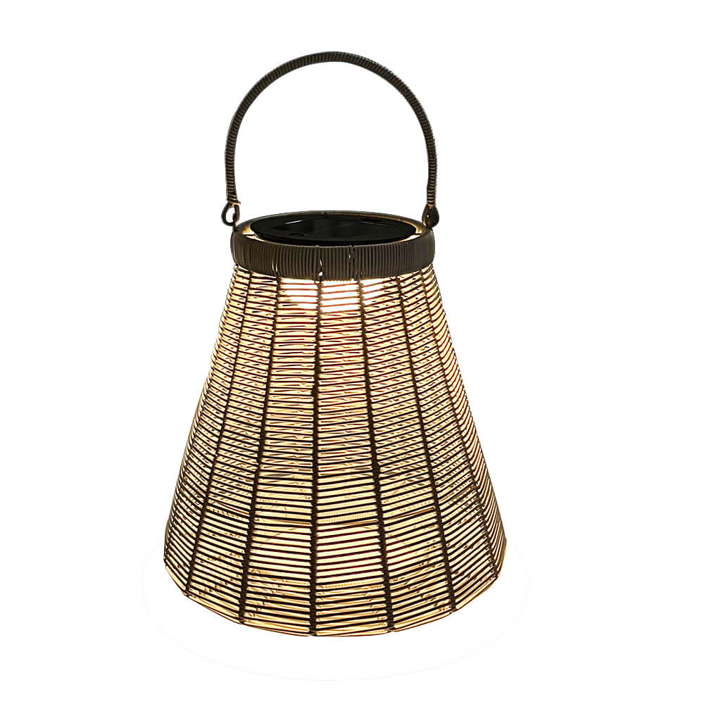 Solar Vintage Weaving Cone Lantern LED Outdoor Garden Landscape Light