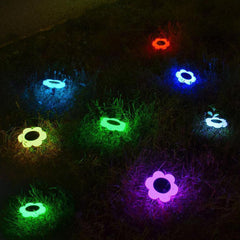 Lámpara LED para jardín exterior con 7 colores simples y redonda con forma de flor de ciruelo 