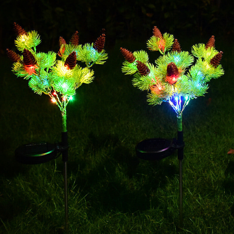 Árbol de Navidad con piñas de pino y luz LED para decoración de exteriores 