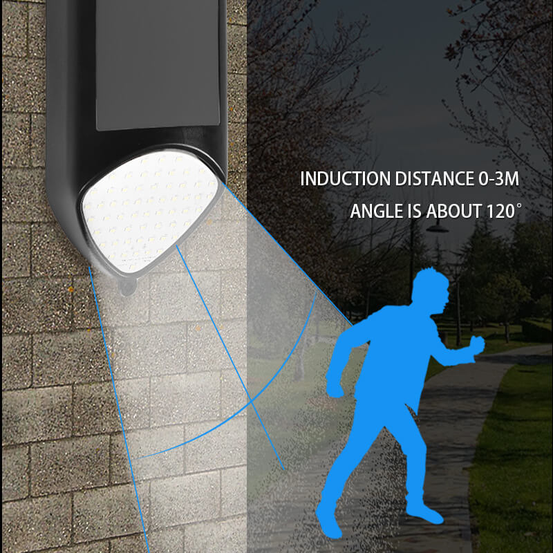 Lámpara de pared impermeable para patio al aire libre de plástico con sensor solar moderno 