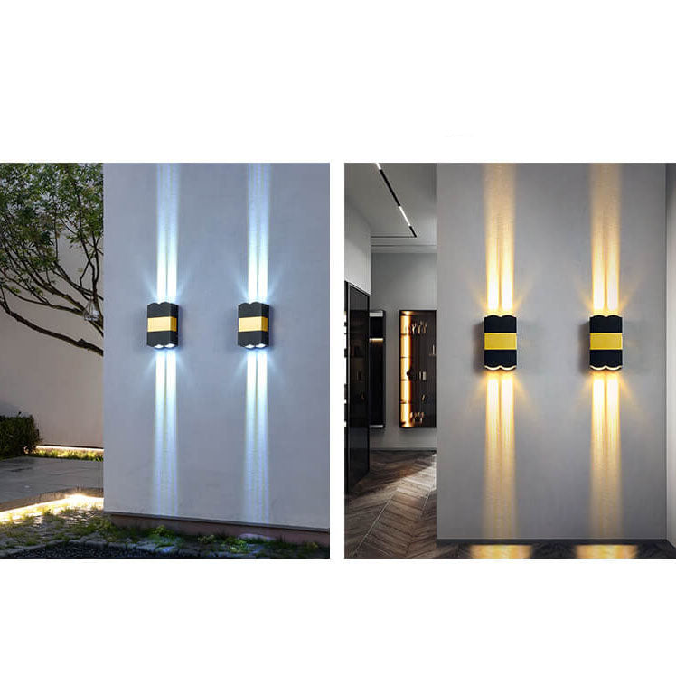 Lámpara de pared para patio exterior, moderna, rectangular, de aluminio y vidrio, con foco LED, resistente al agua 