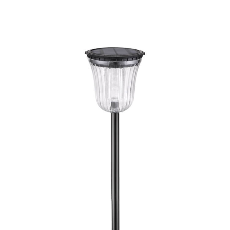 Lámpara LED de césped para jardín, moderna, transparente, negra, solar, impermeable, para exteriores 