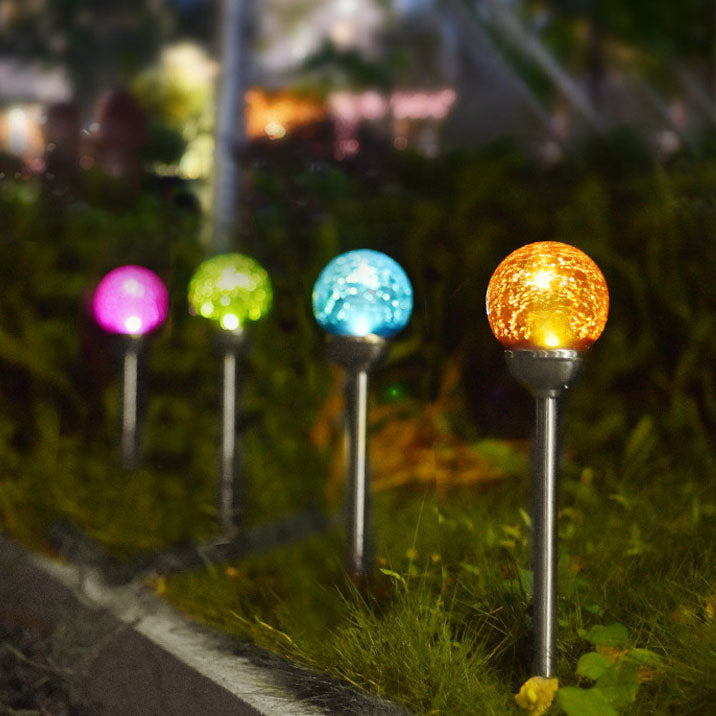 Modern Colorful Round Head Solar Outdoor Lawn LED Garden Ground Insert Landscape Light