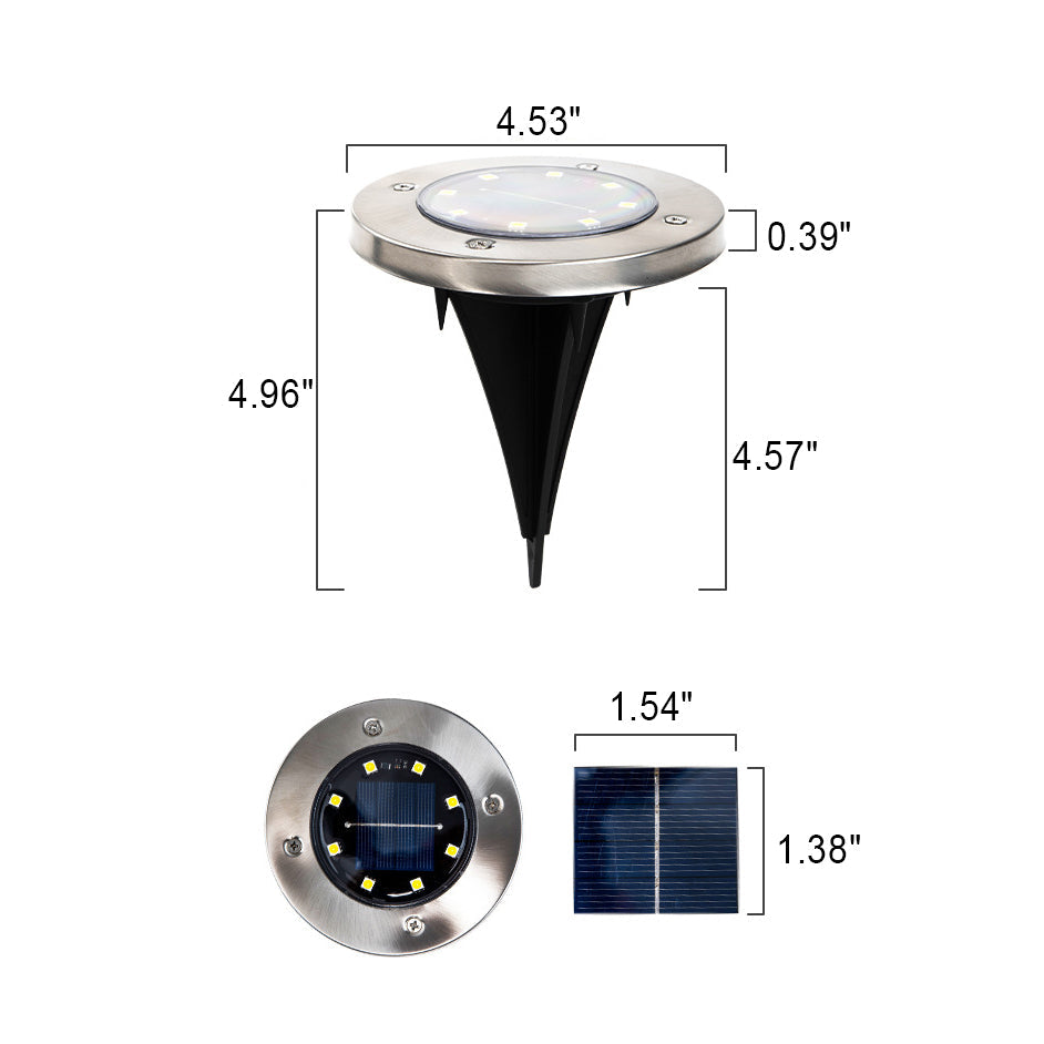 Solar Outdoor Light Round 8 LED Buried Garden Lawn Landscape Light