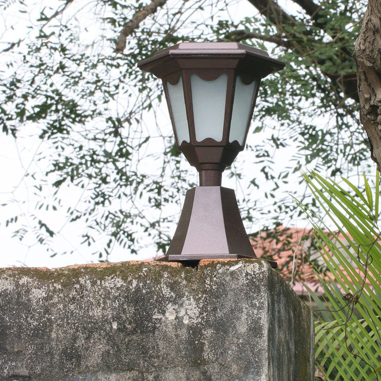 Farola LED hexagonal solar para exteriores, luz de paisaje para jardín 