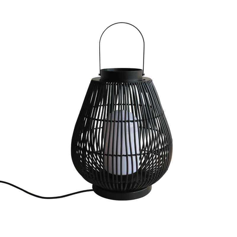 Modern Outdoor Rattan Woven Cage Shaped 1-Light Outdoor Landscape Light