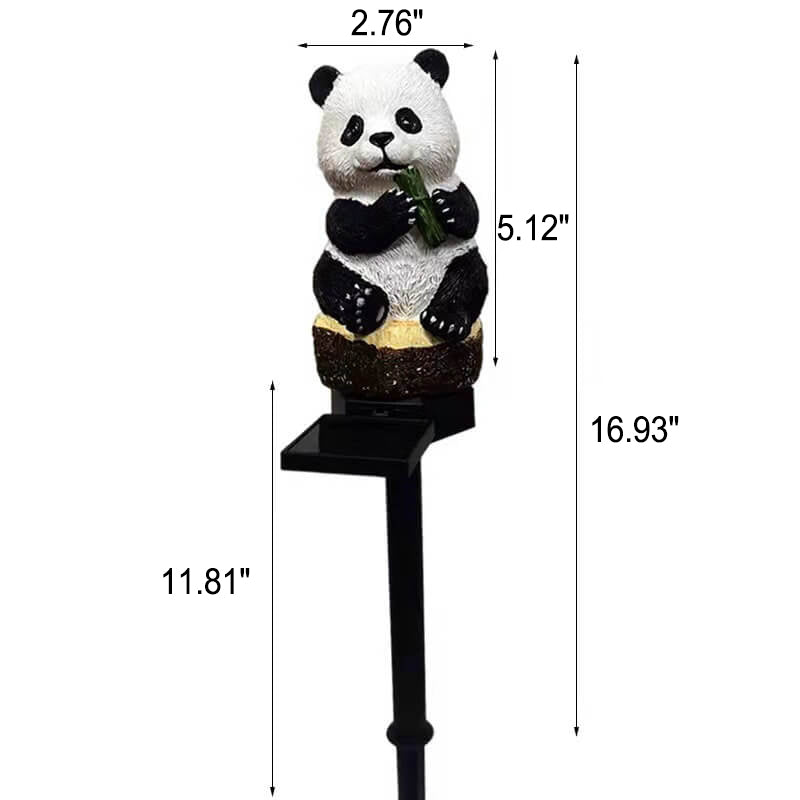 Lámpara solar de resina con forma de panda para exteriores, impermeable, decorativa, para patio 