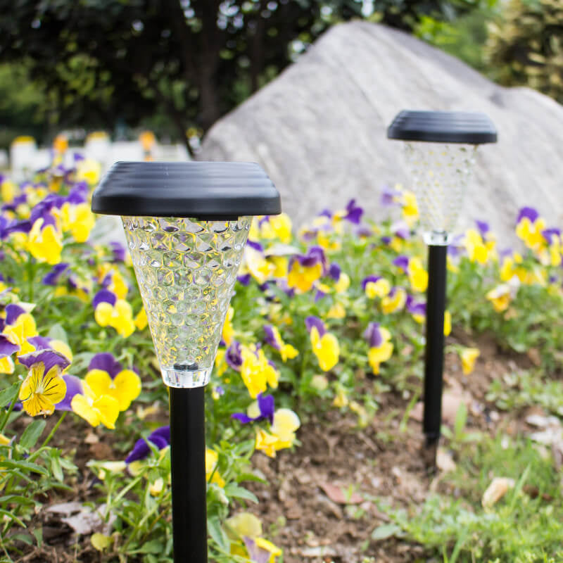 Lámpara LED de exterior con forma de cono de vidrio solar moderna para jardín 