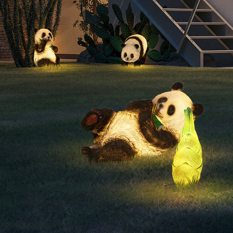 Lampe de paysage à LED en forme d'animal panda en résine créative contemporaine pour jardin