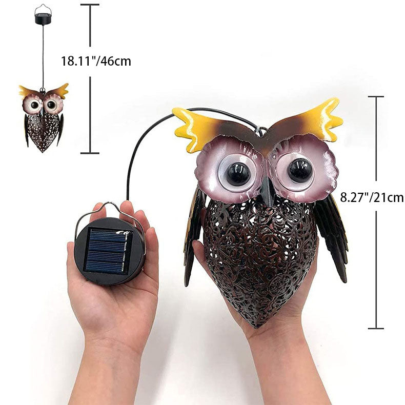 Lampe solaire décorative d'extérieur à LED en fer en forme de hibou 