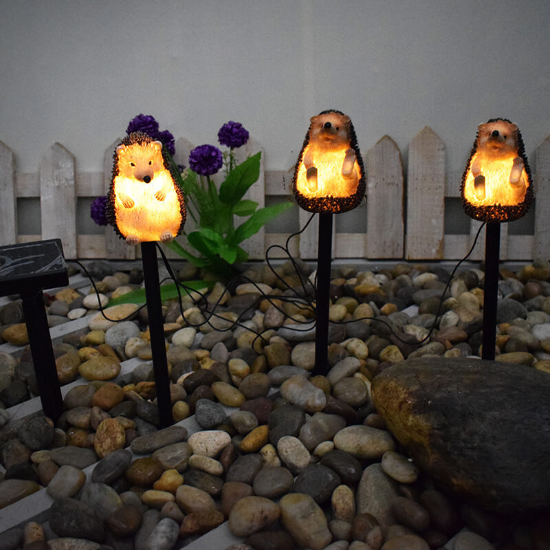 Solar Outdoor Hedgehog Resin LED Lawn Ground Insert Landscape Light