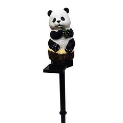 Lámpara solar de resina con forma de panda para exteriores, impermeable, decorativa, para patio 