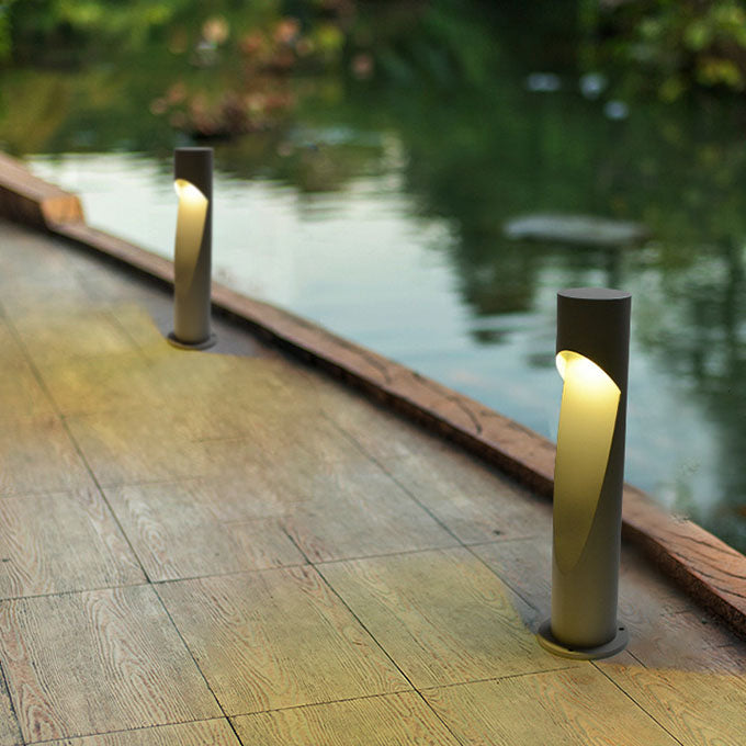 Lámpara LED minimalista creativa con forma de columna geométrica hueca para exteriores, resistente al agua, para césped y paisaje 