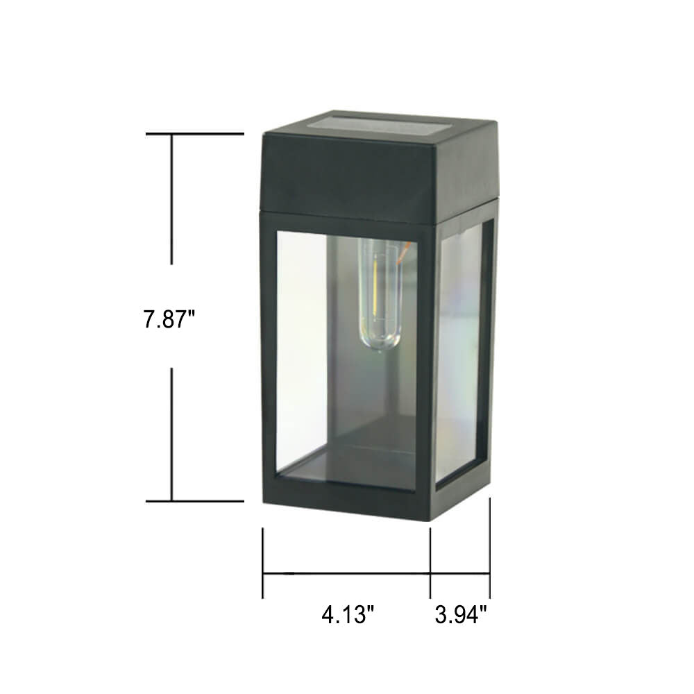 Lámpara de pared para jardín exterior de plástico impermeable, moderna, rectangular, solar, de 1 luz 