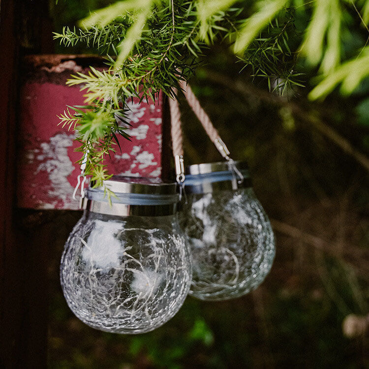 Lampe décorative d'extérieur à LED en verre craquelé à énergie solaire pour jardin 