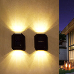 Aplique de pared con luz LED para exteriores, para jardín, con iluminación solar hacia arriba y hacia abajo 