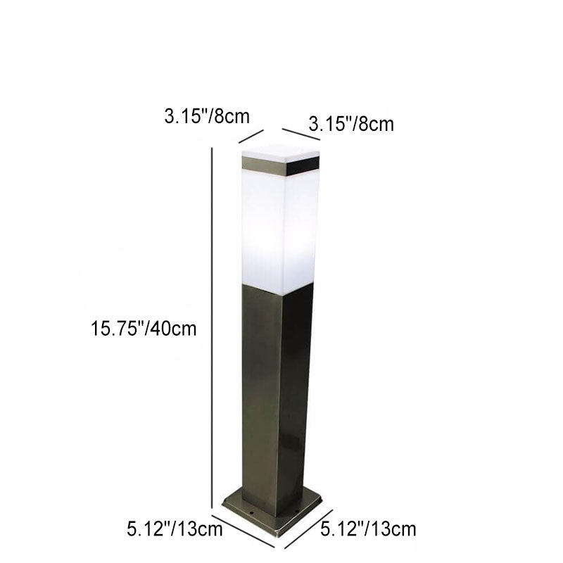 Modern Black White Rectangular Outdoor Patio 1-Light Landscape Lawn Light