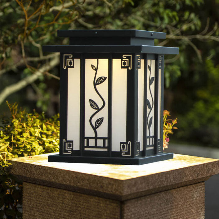 Contemporary Industrial Iron Column Acrylic Shade 1-Light Solar Lawn Landscape Light For Outdoor