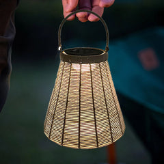 Solar Vintage Weaving Cone Lantern LED Outdoor Garden Landscape Light