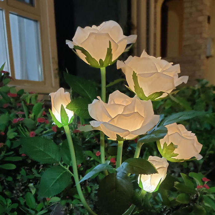 Solar Simple Silk Rose LED Outdoor Lawn Decorative Ground Plug Light