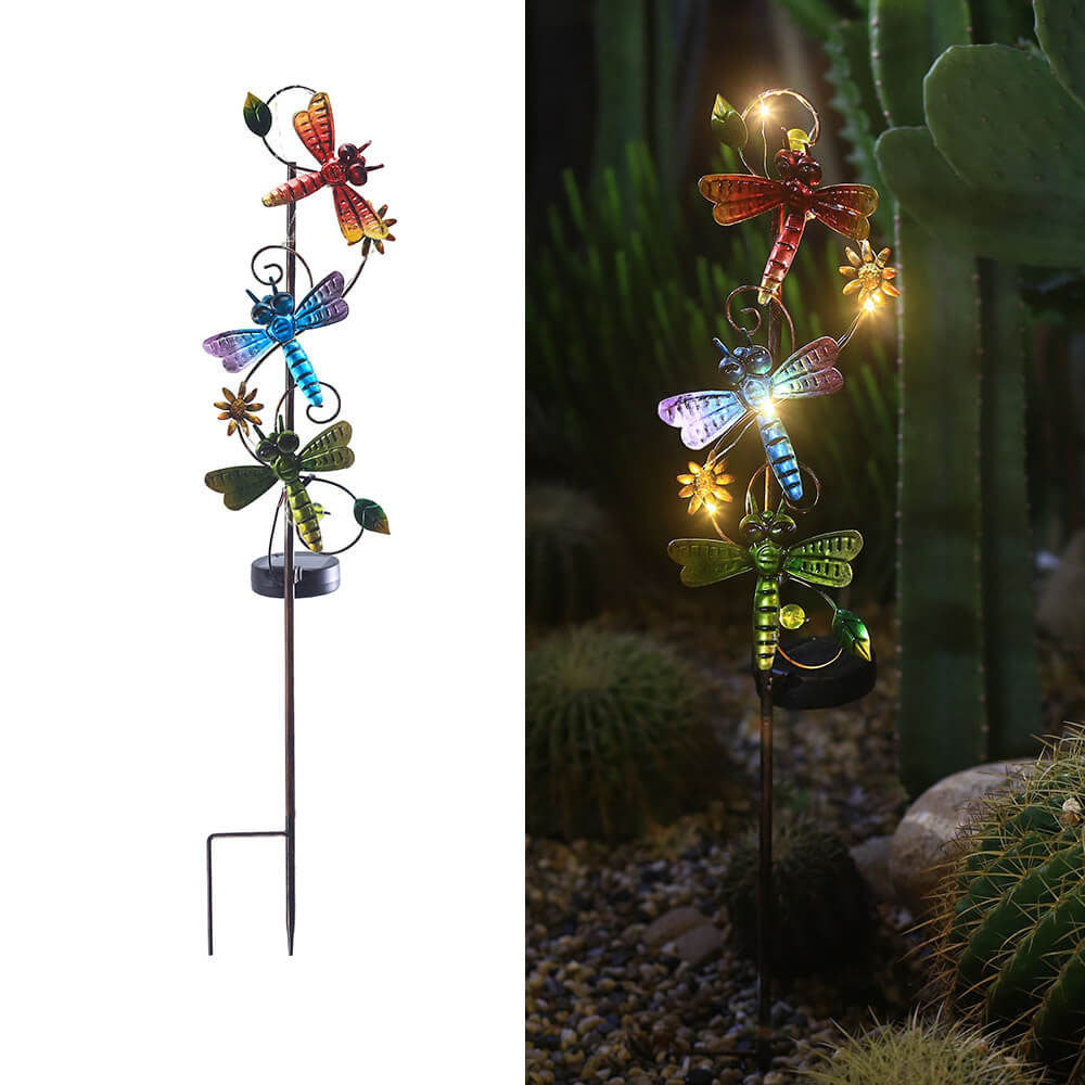 Solar Iron Hummingbird Butterfly Dragonfly Garden Lawn Landscape Light