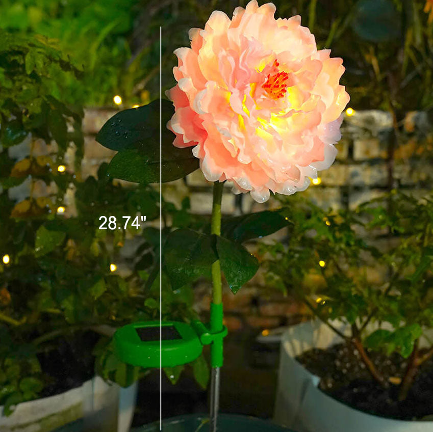 Lampe de sol de jardin à LED solaire d'extérieur étanche en forme de fleur de pivoine de simulation moderne 